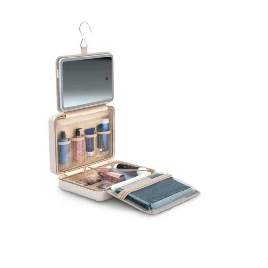 Porodo Travel Makeup Case With Detachable LED Mirror _ Silver